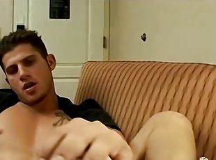 Jock strokes cock solo and teases his feet