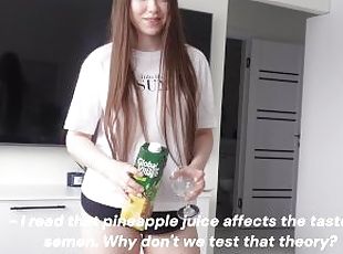 Stepsister decided to see if pineapple juice affects the taste of cum - Valeria Sladkih