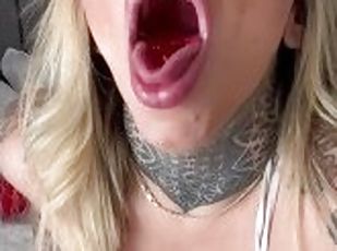 Your giantess Ashley is excited eating gummy sharks and starts masturbating