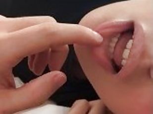 playing my fingers with her mouth