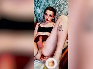 your beautiful trans step-sis jerks off your dick and ass to make you cum