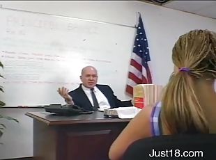 Topanga gets her pussy fucked deep on the headmaster's desk