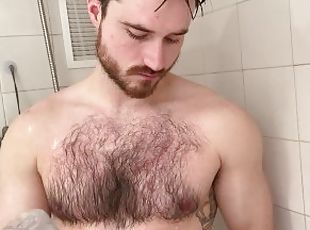bañando, peluda, gay, fetichista, ducha, a-solas, calientapollas
