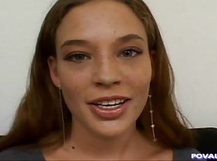 Inviting senorita with the prettiest face gives an amazing blowjob