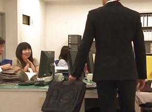 Hot Japanese with Big Boobs Pleasing Her Boss's Cock in the Office
