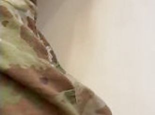 First piss-pee video! Watch while army specialist gets in a tub in uniform and begins to wet himself