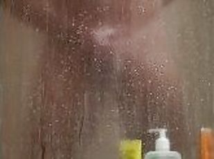 Hot sexy muscular guy showering and masturbating in the shower cum