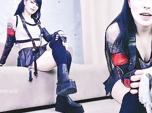 ASMR Roleplay: Tifa Lockhart masturbates with panties in her pussy and mouth to gift them to you!