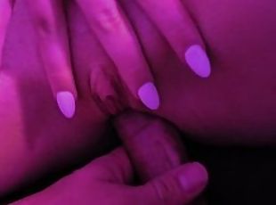 Small oiled pussy is fucked wet and fingered romantically