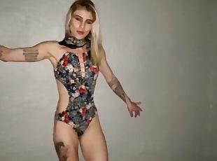 blond, undertøj, naturlig, webcam, solo, tatovering
