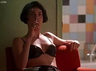 Exquisite Brunette Celeb Michelle Forbes Wearing a Sexy Black Bra