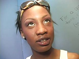 Sexy Ebony Babe Sucking Hard Big White Cock Until It Jizz On Her Face