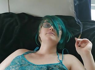 Jazz and jazz cabbage: GanjaGoddess69 touches herself while she smokes - Big tits
