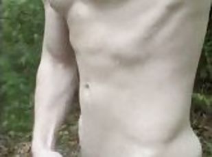 Hiking Completely Naked and Hard in the Rain (w/Cumshot)