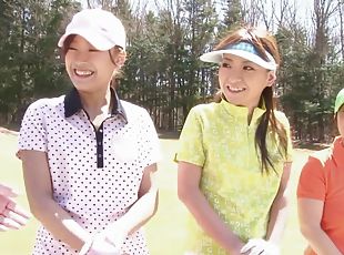 Japanese Teen Golf Whores Get Teased And Creamed By Two Guys