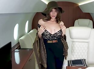 Quickie in the private jet between hot Luxury Girl and her boss