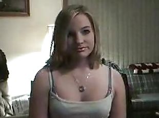 Blonde GF masturbates in front of her new webcam