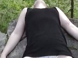 Boi pissing on my face, outdoors