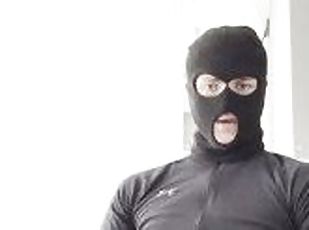 Anonymous chav twink in balaclava shows off his big cock