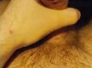 Straight guy leaks cum before solo orgasm (closeup)