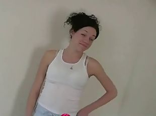 Cute brunette teen sucks a hot cock