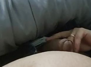Stepmom handjobs stepson cock while she watches porn on her new iphone