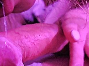 She blows quickly and spits the sperm onto the cock POV blowjob