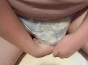 Cumming in my very soggy diaper