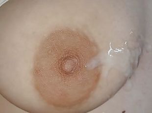 I Play and Spit on My StepSister's Boobs when She was Phone talking, Accidental Cum on Her Tits!