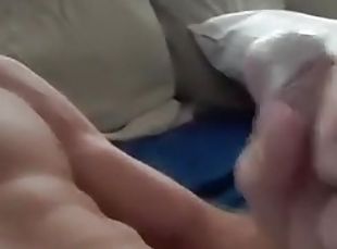 Solo jerking off a big white cock