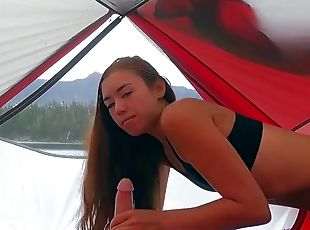 Sexy Redhead Fucked in a Tent