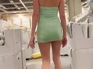 Public exhib at  store ass Thong show