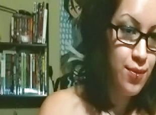 óculos, masturbação, mamilos, cona-pussy, brinquedo, jovem18, webcam, perfurado, sozinho, depilada