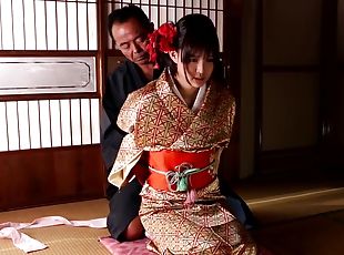 Japanese wife Aoi Tsukasa takes off her kimono and pleases her husband