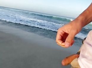Cumming with the Ocean on an empty beach (outdoor, solo male jerk off, massive power)