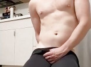 SOLO MALE RUBS COCK IN TIGHT LEGGINGS AND TOYS WITH ASS UNTIL MASSIVE ORGASM WITH DRIPPING CUMSHOT