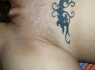 klitoris, putytė, mėgėjai, didelis-penis, juodas, prancūzai, pov, auskarai, baltas, tatuiruotė