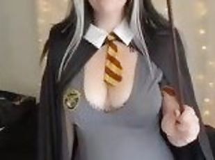 Wizard girl fails charm class by accidentally removing her clothes
