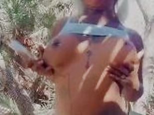 BIG DICK TS CUMSHOT AND TWERK HER BIG ASS IN THE WOODS ALMOST GET CAUGHT BY FISHERMAN ??