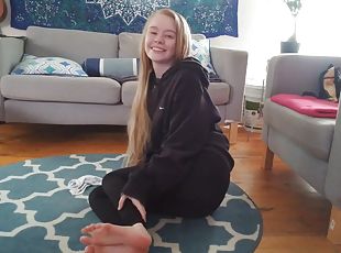 amatør, teenager, fødder, blond, webcam, lille, fetish, solo, hvid
