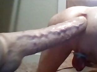 Fuck Machine spins while it pounds my ass deep with A 17" Dick Rambone Dildo