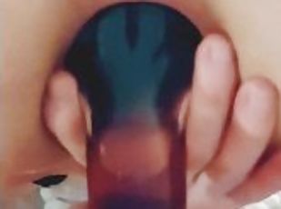 Bottle in gaping asshole and fist anal