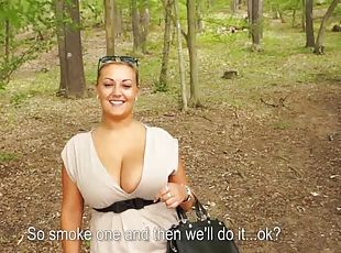 A huge breasted Cherlyn gets fucked nicely in a forest