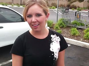 Naive Girlfriend Shows Tits In The Car
