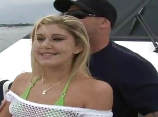 Appealing Ava Wearing A Green Bikini Goes Hardcore Outdoors In A Yacht