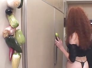 Audrey Hollander stuffs her butt with a cucumber and enjoys anal sex