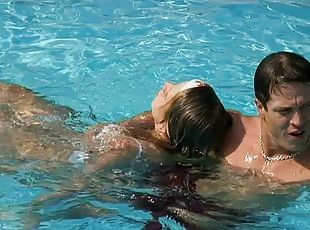Hunky hero saves a girl in the pool and fucks her teen cunnie