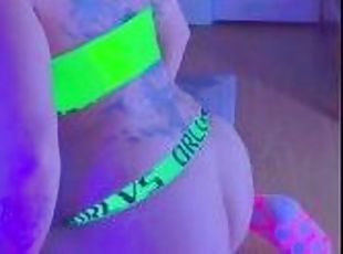 Blacklight after party anal sissy tease in neon fishnet lingerie. I’m a submissive little slut.