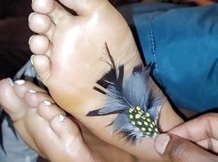amaterski, crnci, masaža, par, stopala-feet, fetiš