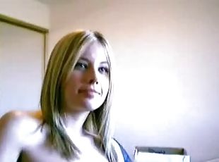 Blonde Talking Dirty & Stripping On Her Webcam